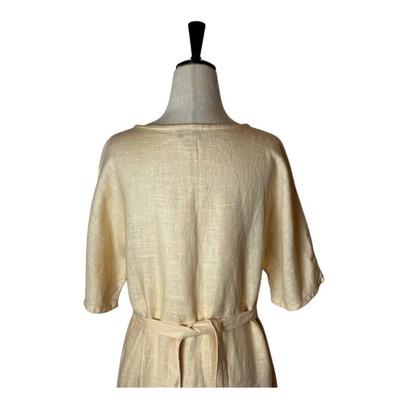 Worlds Apart Dress Women‎ Medium Orange Peach Linen Button Skirt Maxi Lagenlook - Picture 4 of 10